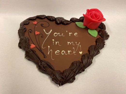 Groot hart met marsepein roos en tekst